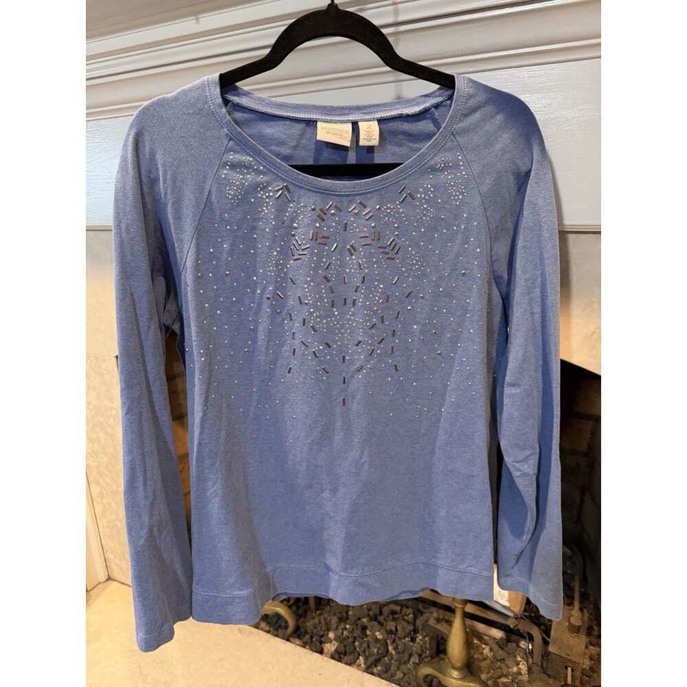 Weekends By Chico’s Studded Long Sleeve Top Size L